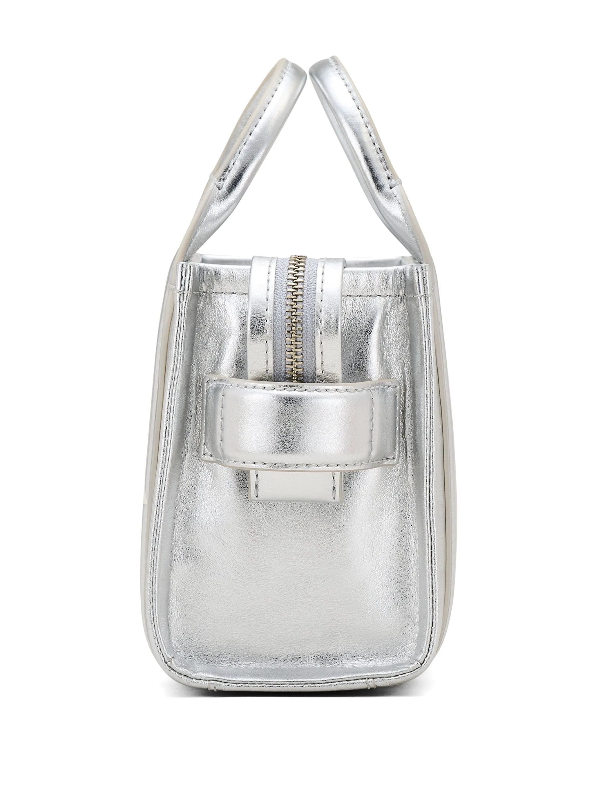 Metallic Silver Crossbody Tote Bag