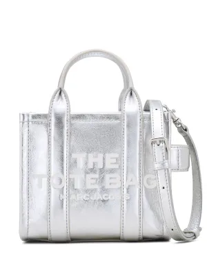 Metallic Silver Crossbody Tote Bag