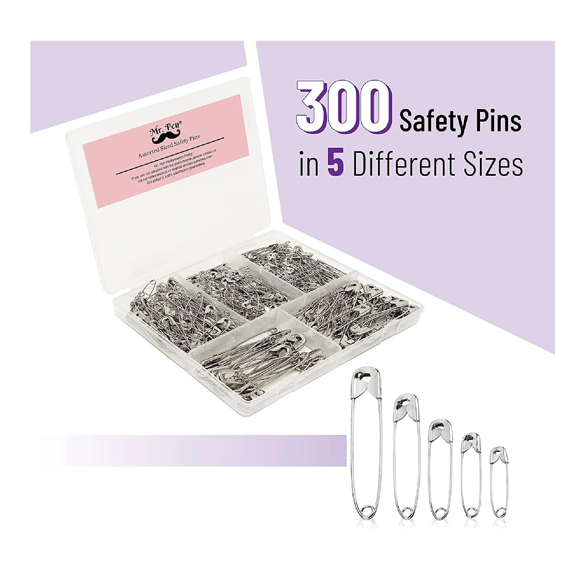 Mr. Pen- Safety Pins | Assorted Safety Pins | Pack of 300 | Assorted Safety Pins