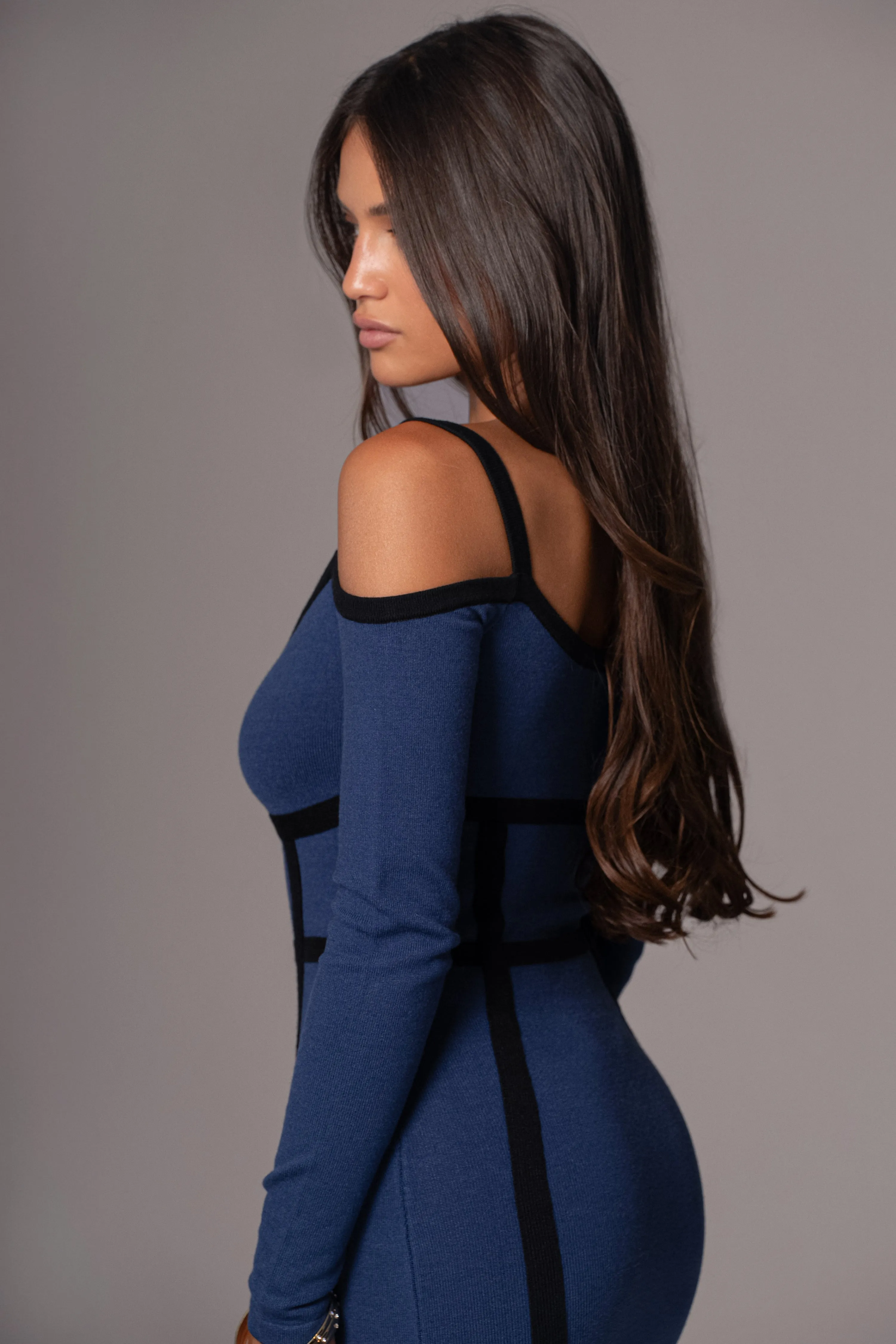 Navy  Debora Knit Midi Dress