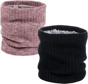 Neck Warmer Winter Double-Layer Neck Gaiter Soft Fleece Lined Circle Scarf Gifts(07 Black Pink)