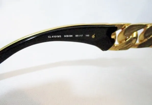 NEW CELINE PARIS CHAIN SUNGLASSES 41019 BLACK GOLD - RARE!