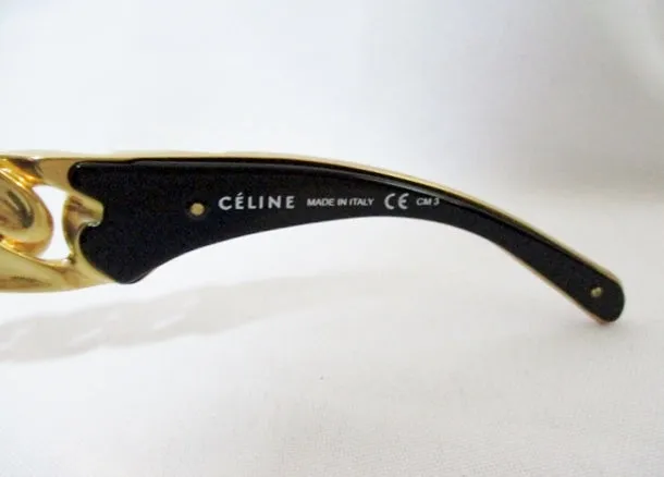 NEW CELINE PARIS CHAIN SUNGLASSES 41019 BLACK GOLD - RARE!