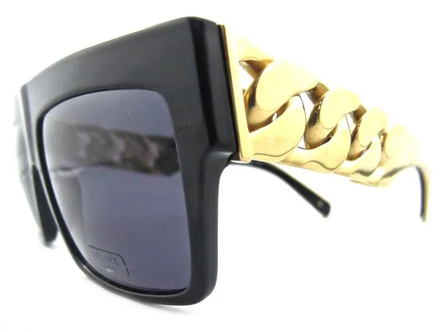 NEW CELINE PARIS CHAIN SUNGLASSES 41019 BLACK GOLD - RARE!