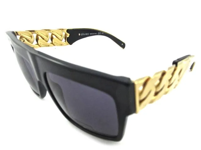 NEW CELINE PARIS CHAIN SUNGLASSES 41019 BLACK GOLD - RARE!