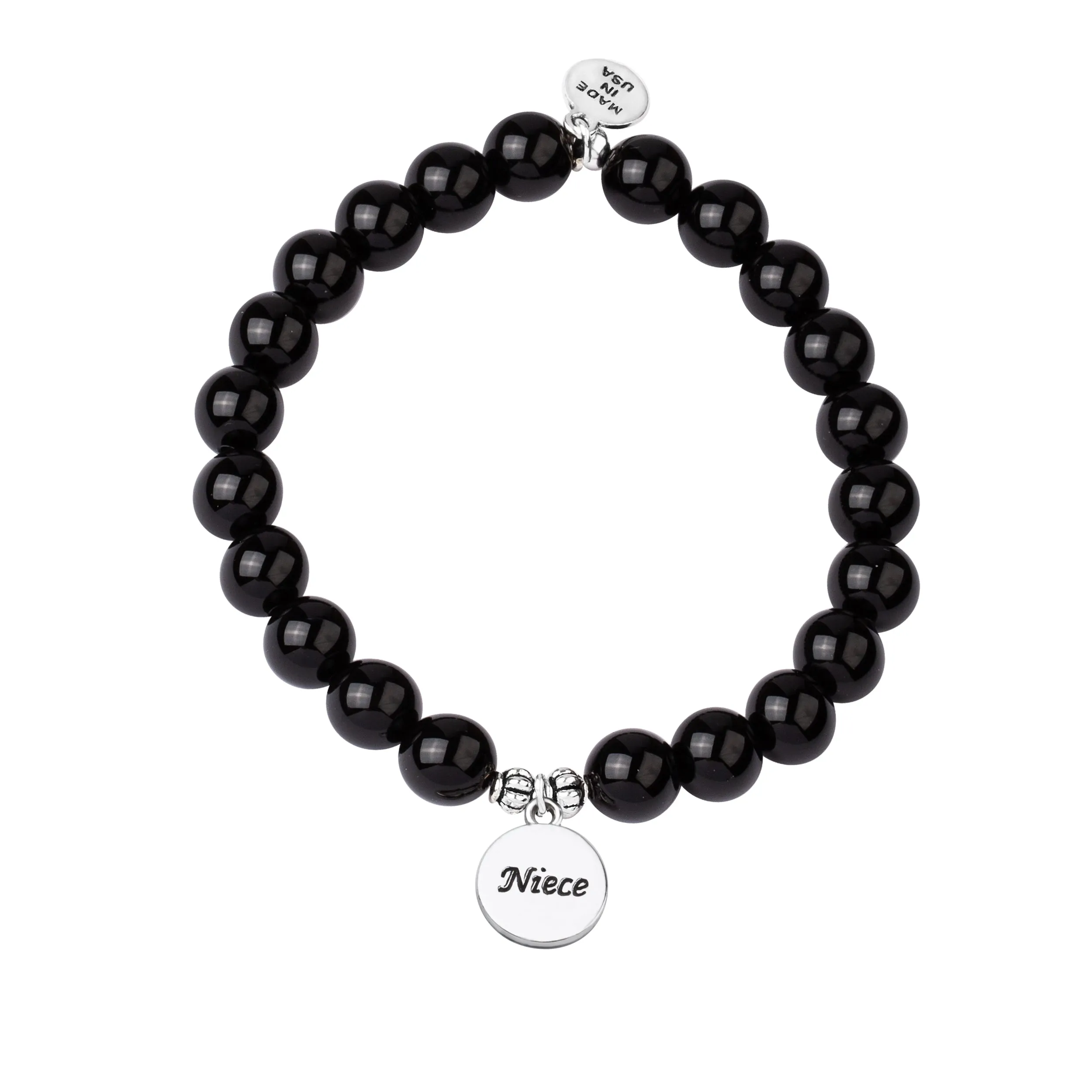 Niece | Stone Beaded Charm Bracelet | Onyx