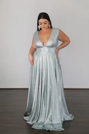 Once Labeled Designer SABRINA Stretch Shimmer Curve & Plus Size Formal Dress