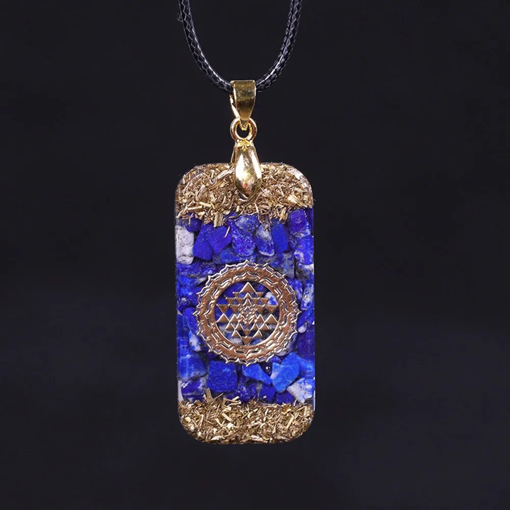 Orgonite & Lapis Positive Energy Pendant Necklace