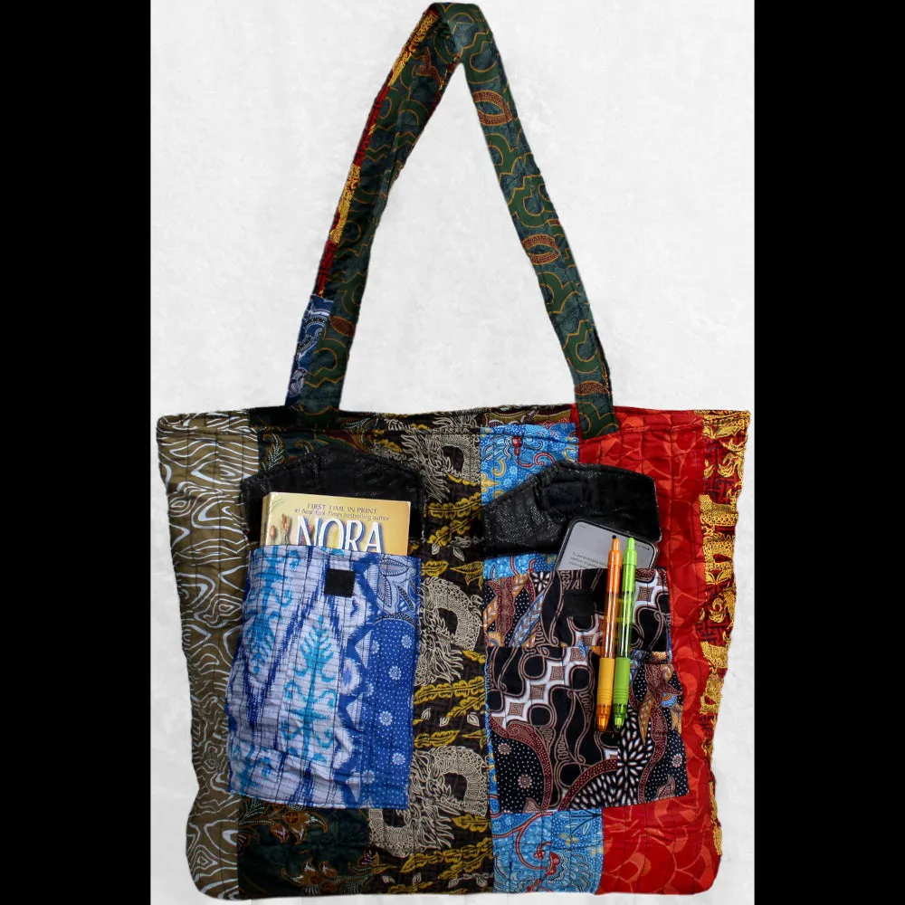 Patchwork 2 Pocket Tote Bag