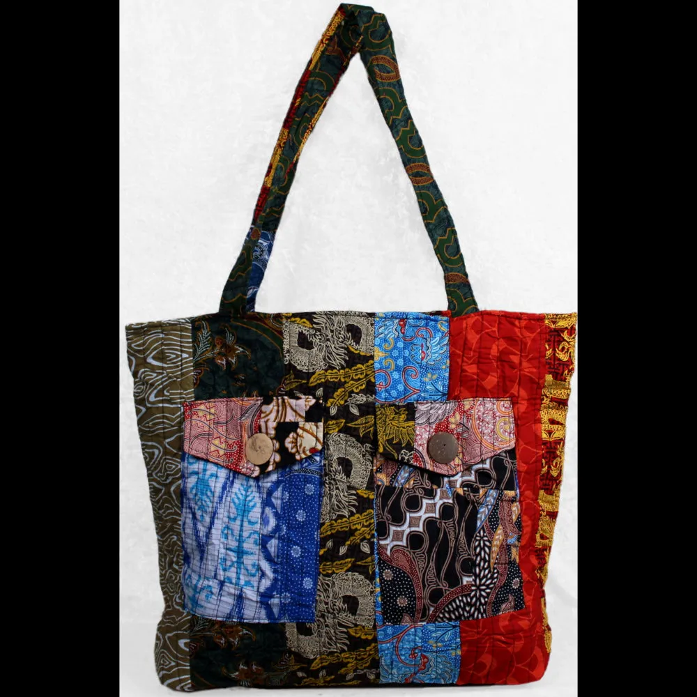 Patchwork 2 Pocket Tote Bag