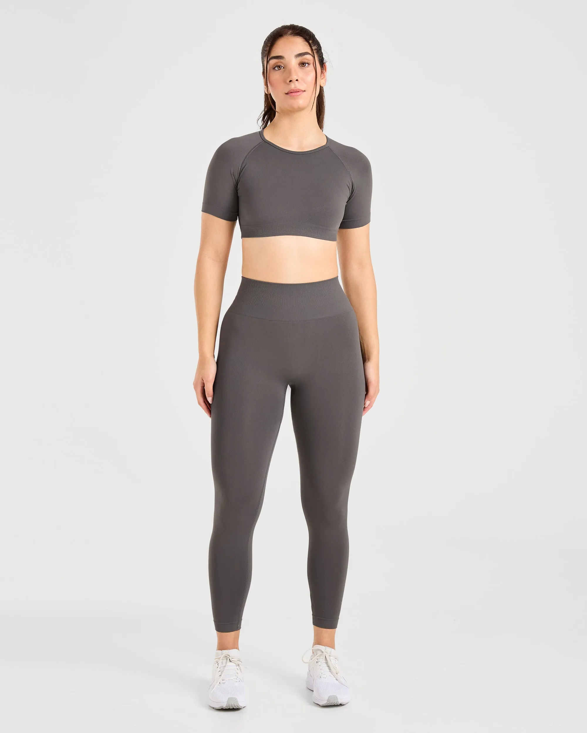 Power Seamless Crop Top - Charcoal