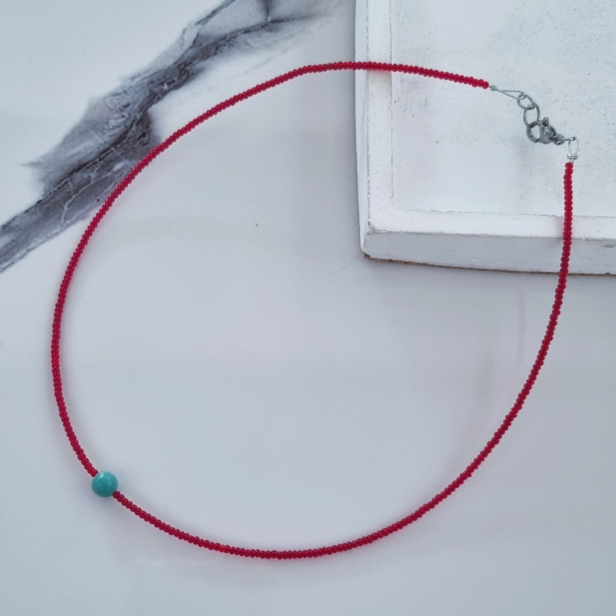 Red and mint necklace