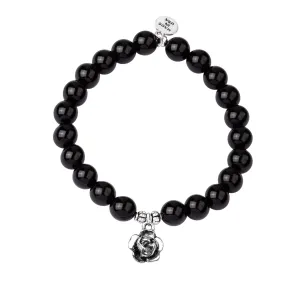 Rose | Stone Beaded Charm Bracelet | Onyx