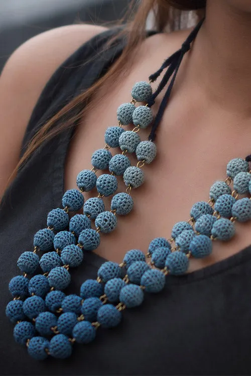 Samoolam Indigo Beaded Layered Necklace