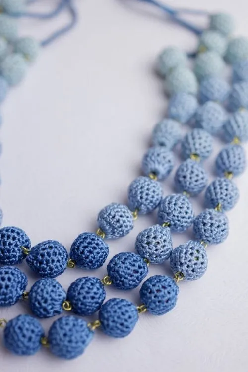 Samoolam Indigo Beaded Layered Necklace