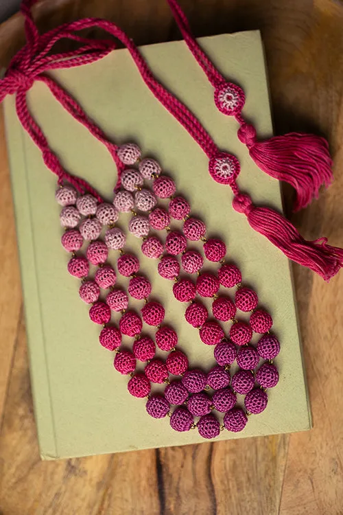 Samoolam Pink Beaded Layered Necklace