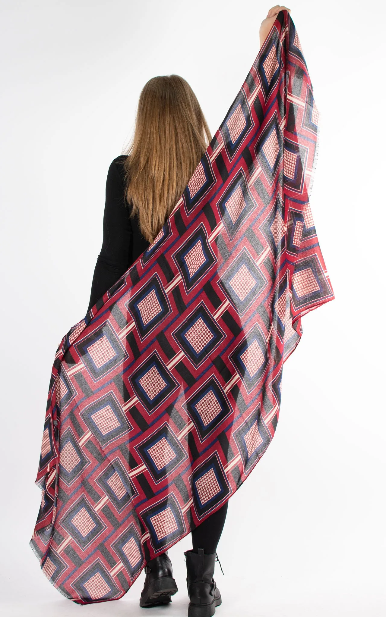 Scarf | Squares | Wine