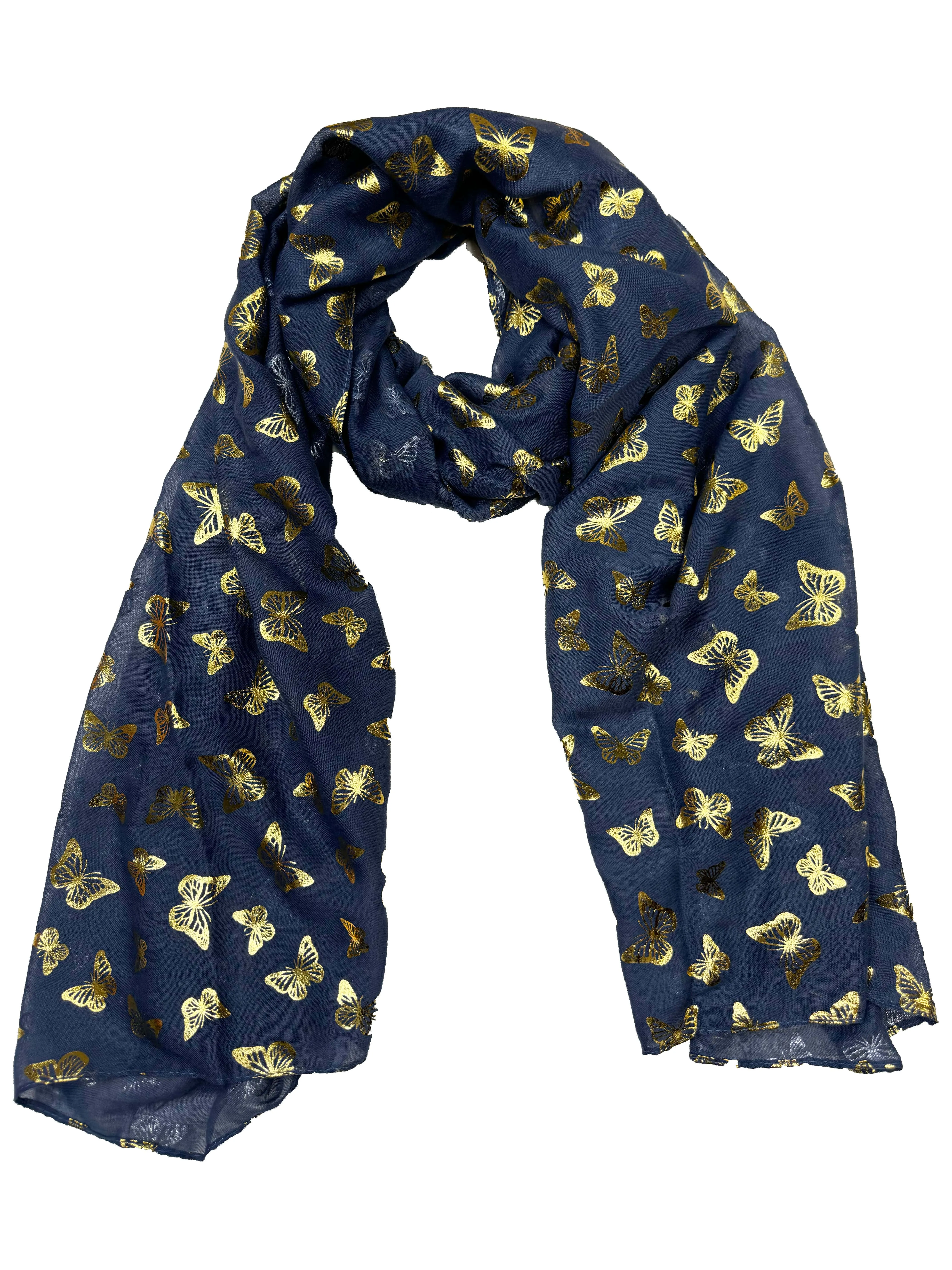 Scarf with Mini Gold Foil Butterflies