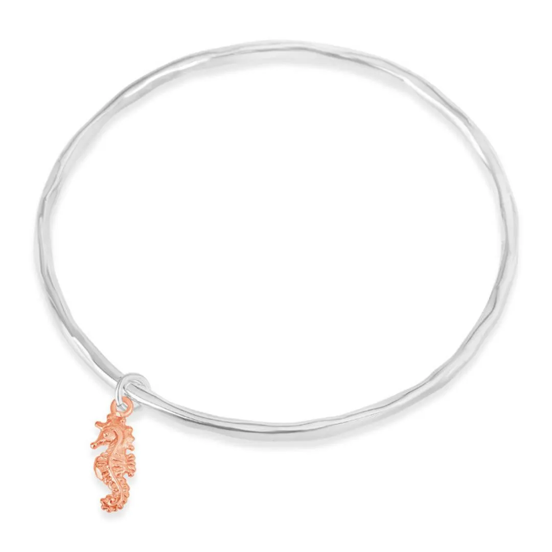 Seahorse Bangle | Silver - Rose Gold