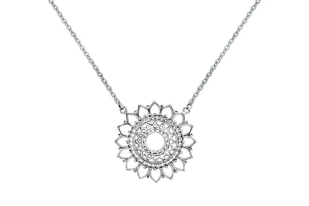 Silver Sun Mandala Necklace