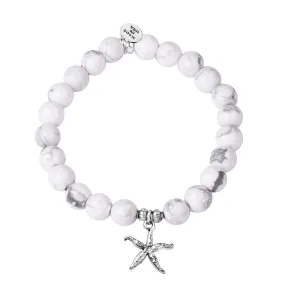 Starfish | Stone Beaded Charm Bracelet | Howlite