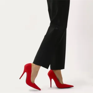 Tease Sharp Pointed Toe Court Heels in Red