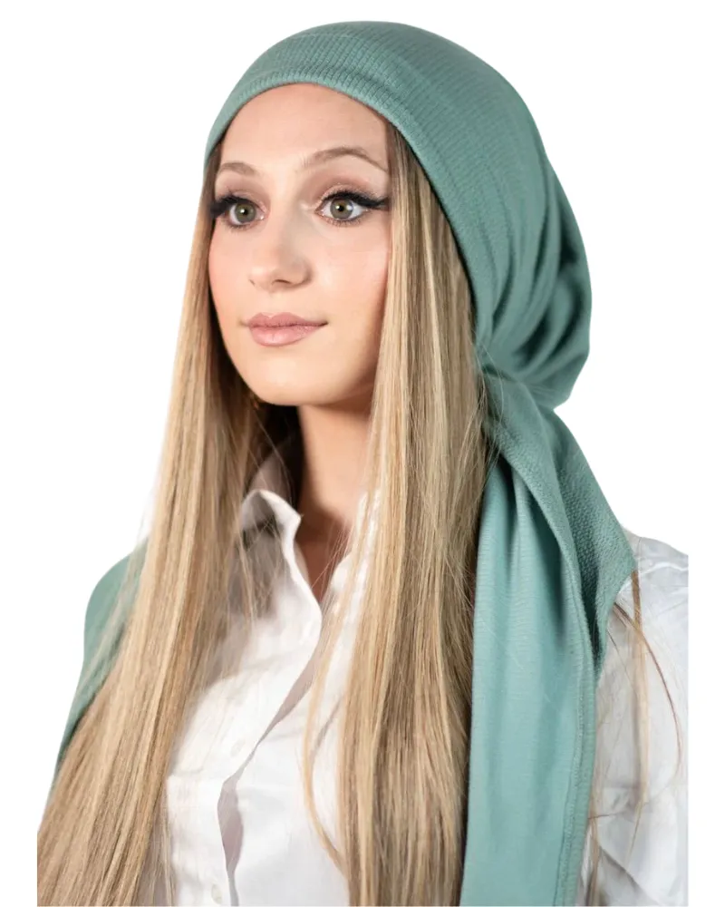 Tie Ur Knot Sage Cable Knit Adjustable Pre-Tied Bandanna with Full Grip