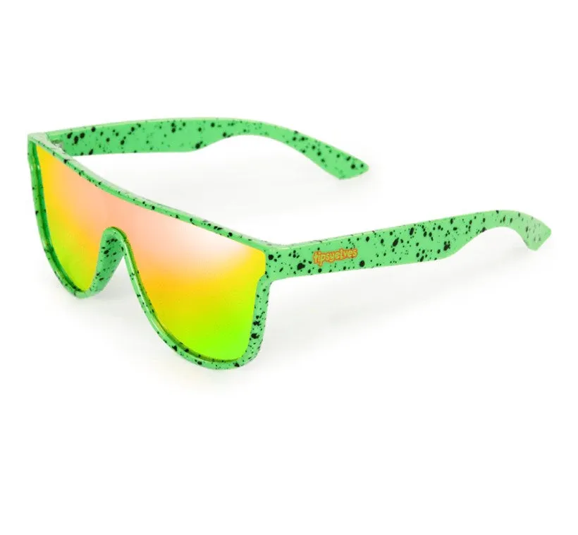 Tipsy Elves Psychic Pathway Sunglasses Green Splatter Paint Funky-Framed