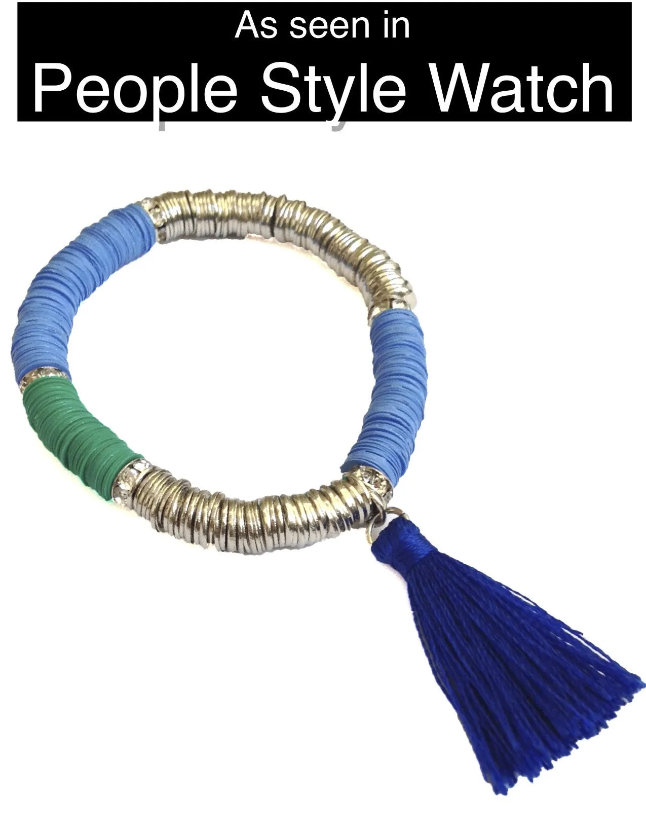 Tropical Tassel Bracelet - Shades of Blue