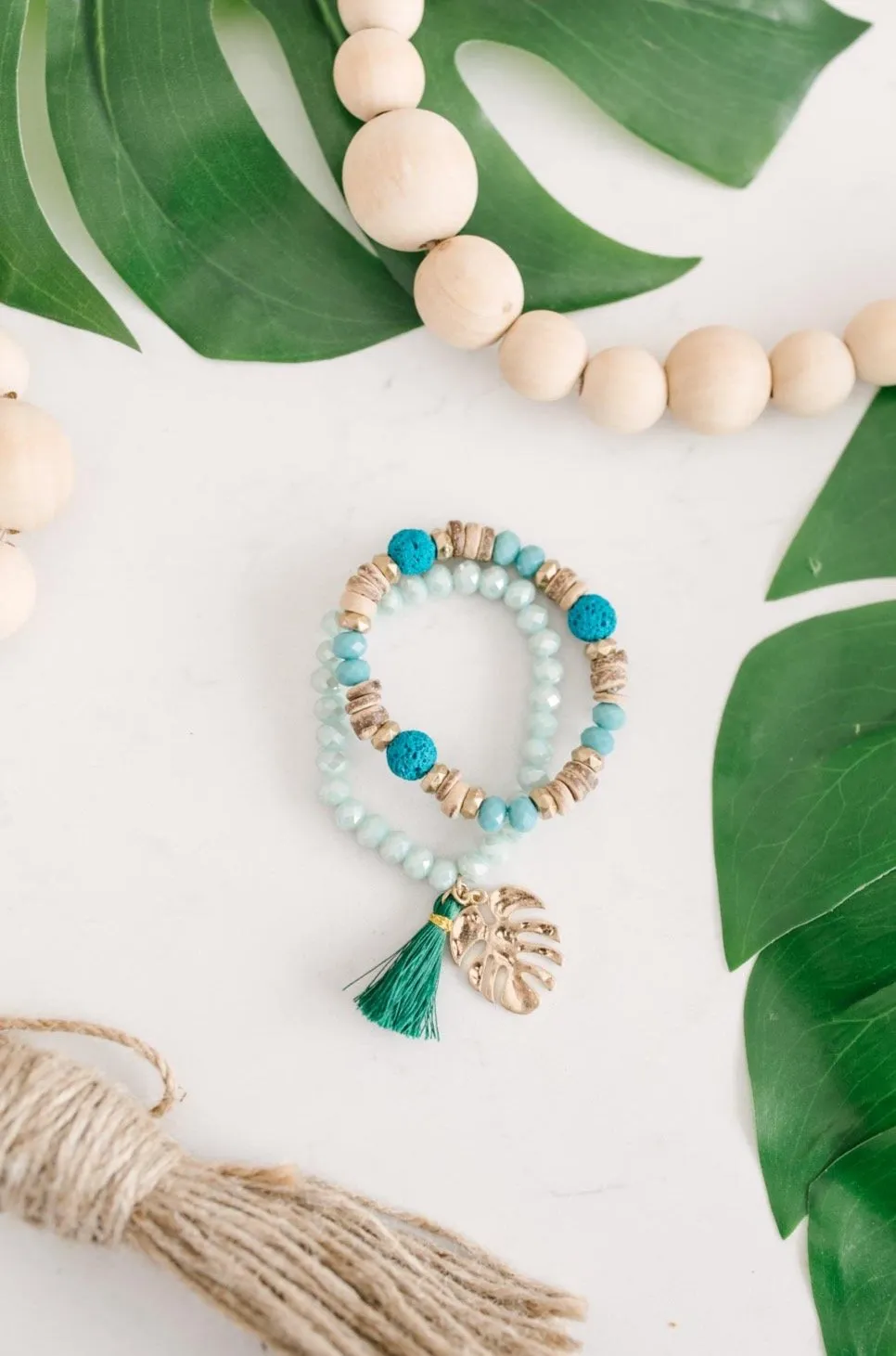 Tropics & Jade Stone Bracelet Set