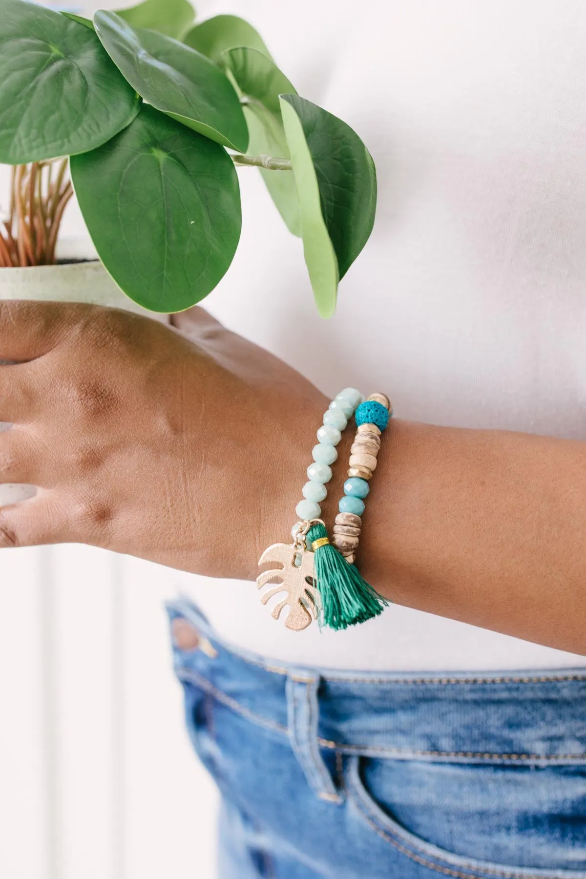 Tropics & Jade Stone Bracelet Set