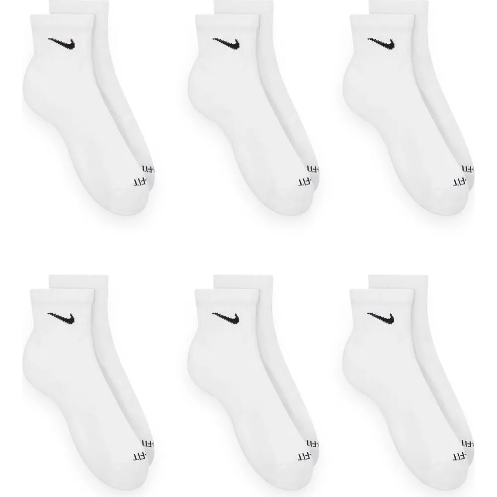 Unisex Everyday Plus Cushioned Training Ankle Socks (6 Pairs) - White