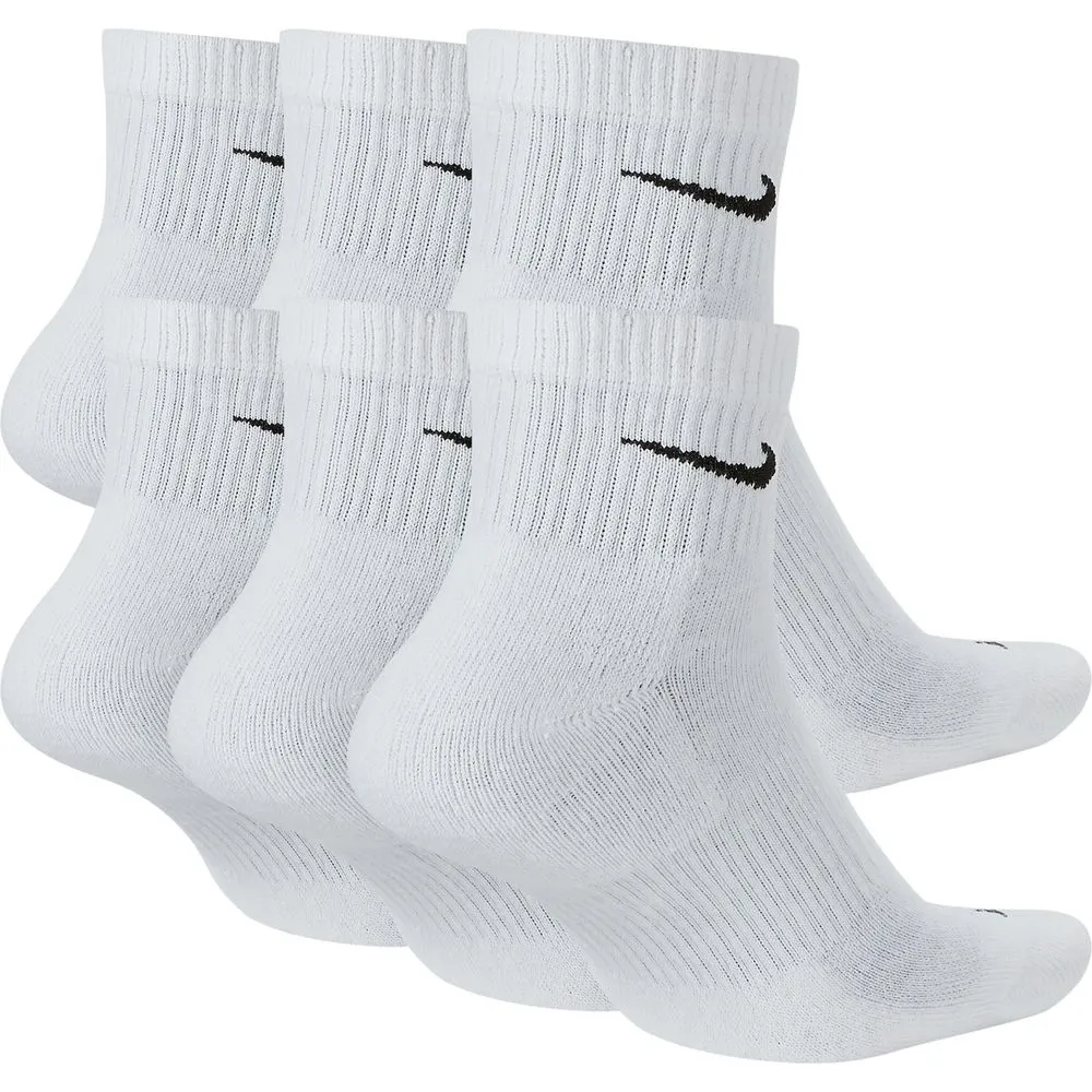 Unisex Everyday Plus Cushioned Training Ankle Socks (6 Pairs) - White