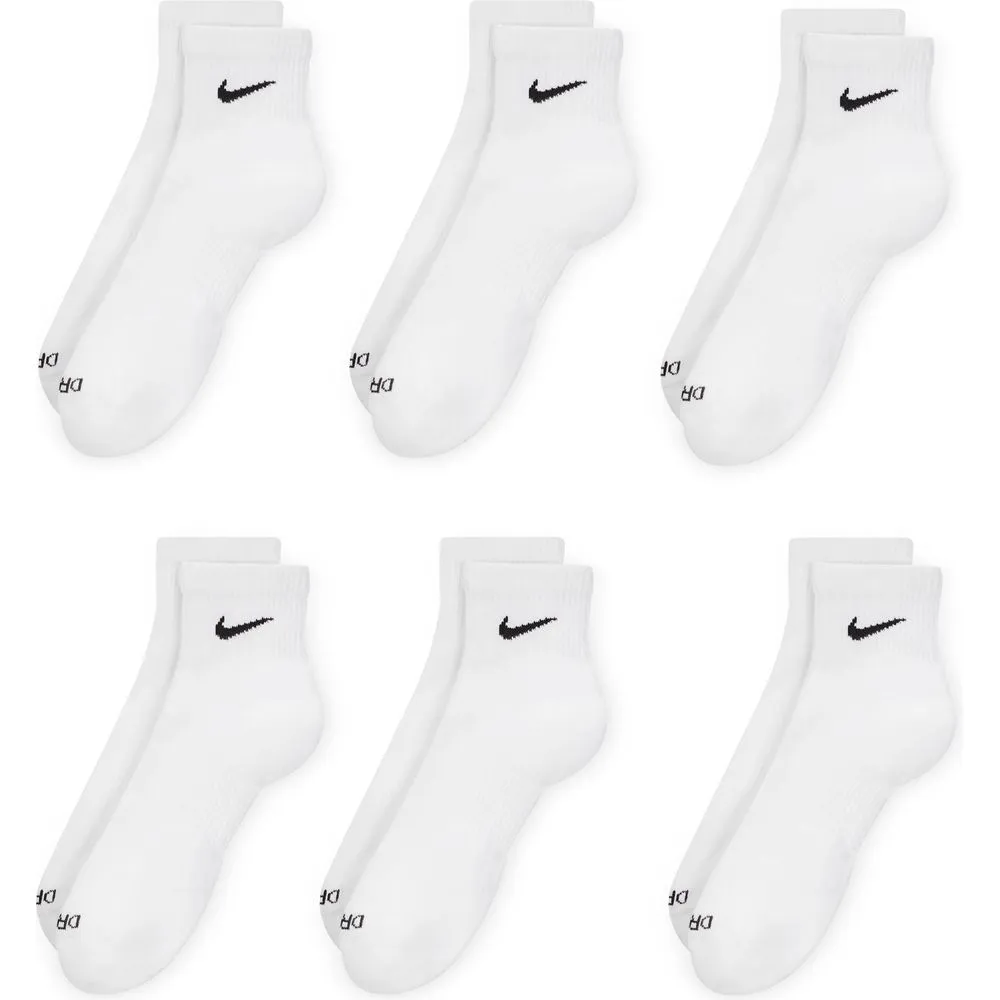 Unisex Everyday Plus Cushioned Training Ankle Socks (6 Pairs) - White