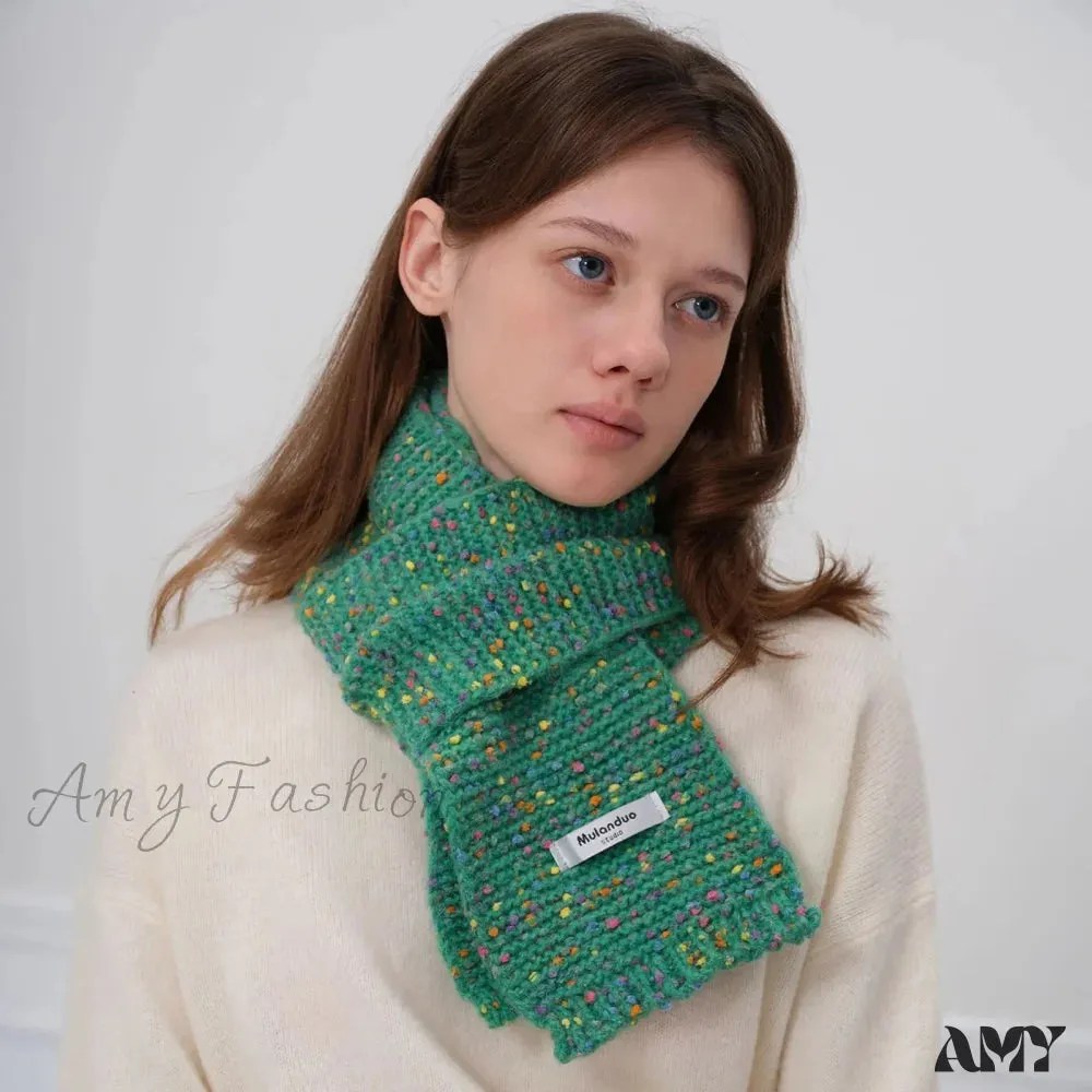 Warm Multi-Color Dot Acrylic Cashmere Small Scarf for Autumn Winter