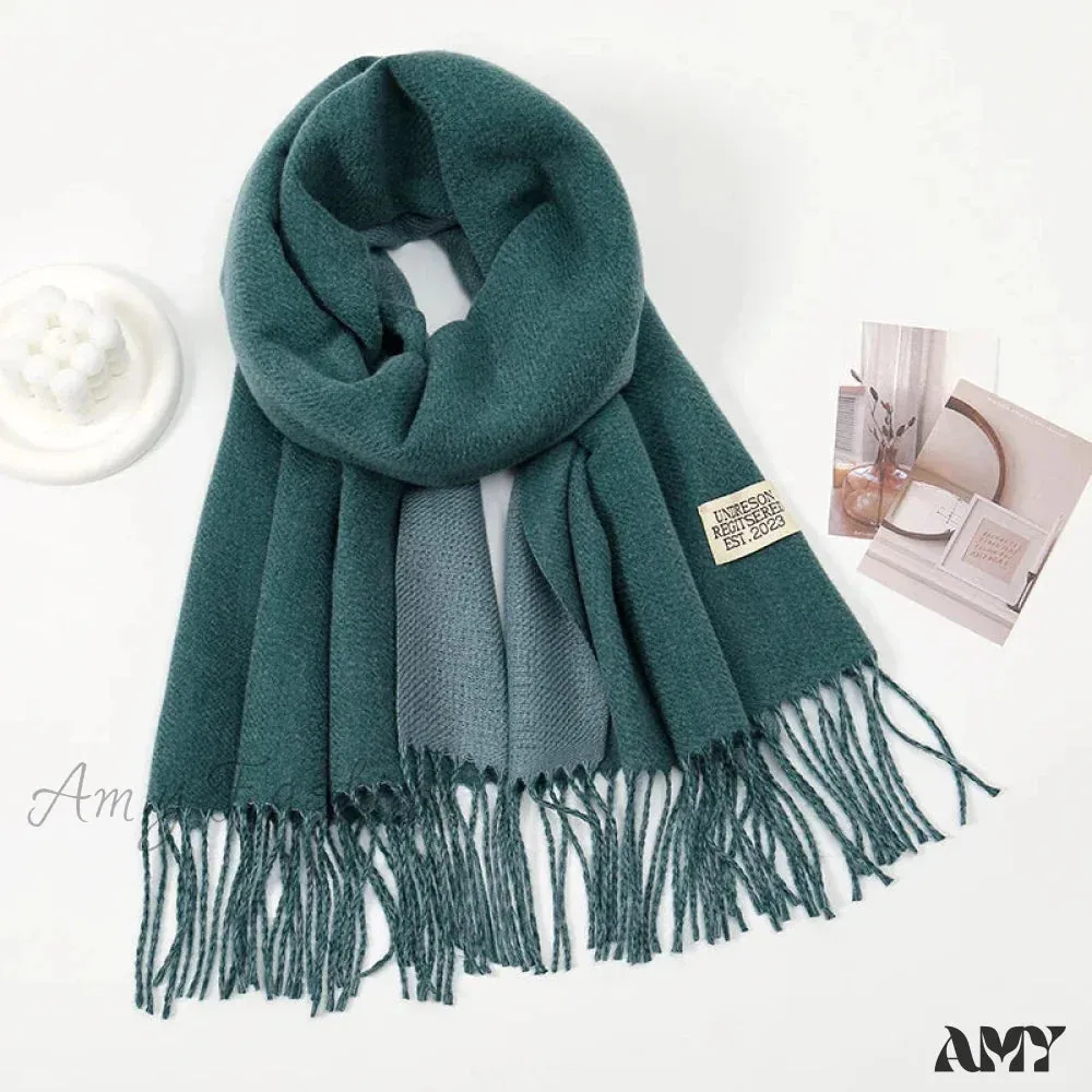 Winter Cashmere Long Warm Hijab Wrap Solid Pashmina Scarf Female