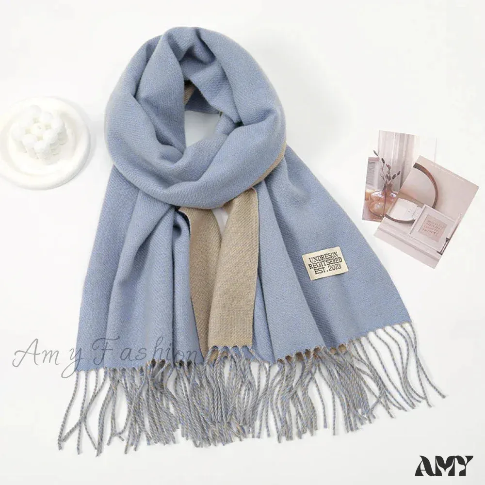 Winter Cashmere Long Warm Hijab Wrap Solid Pashmina Scarf Female