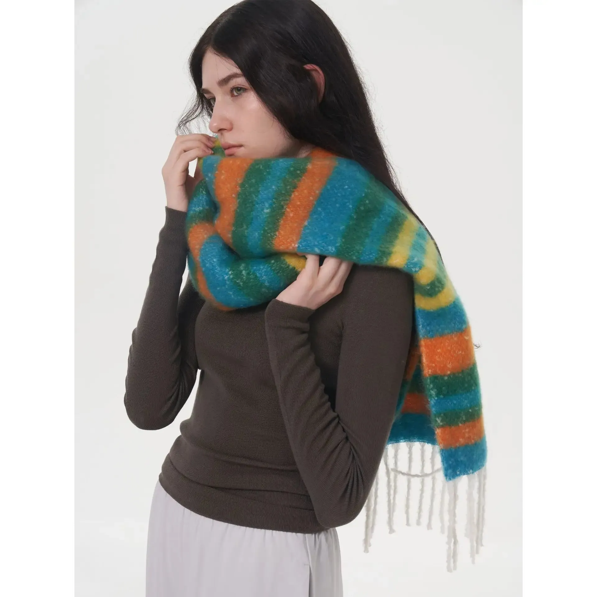 Winter New Wind Warm Thick Dopamine Cashmere Long Muffler Scarf