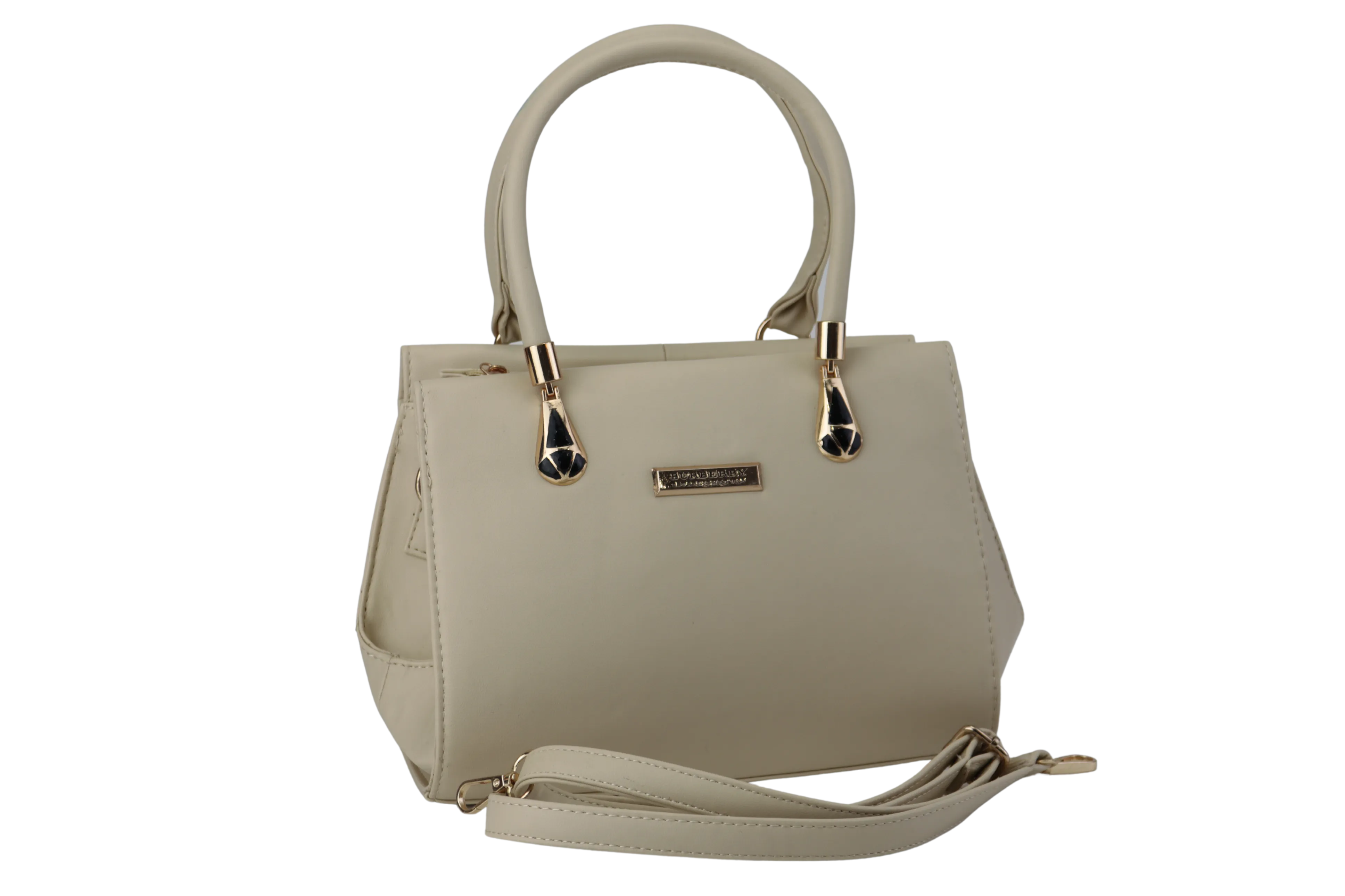 Women's PU Leather Handbag with Gold Strap and Handles