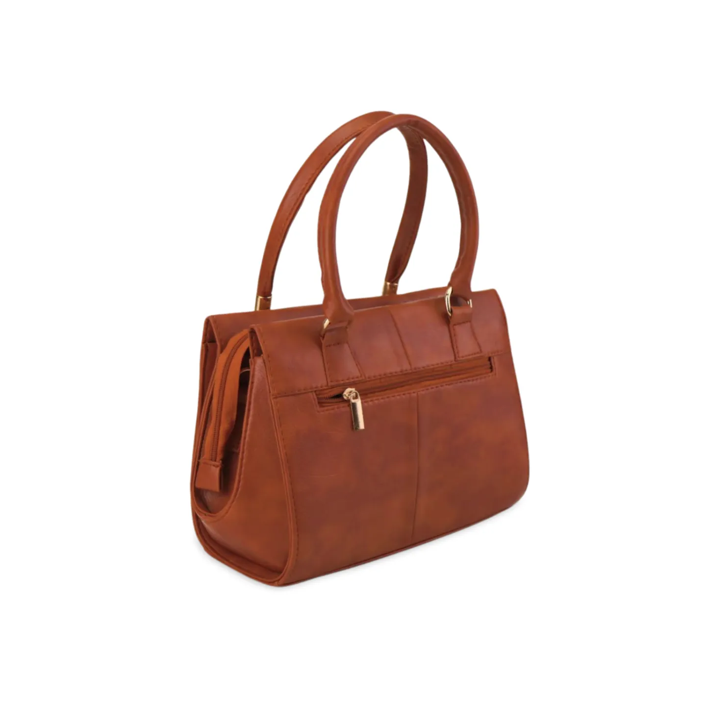 Women's PU Leather Handbag with Gold Strap and Handles