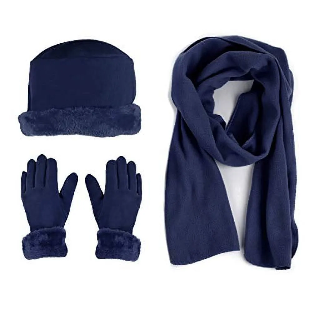 Women's Warm Fleece Winter Set - Scarf, Hat, and Gloves