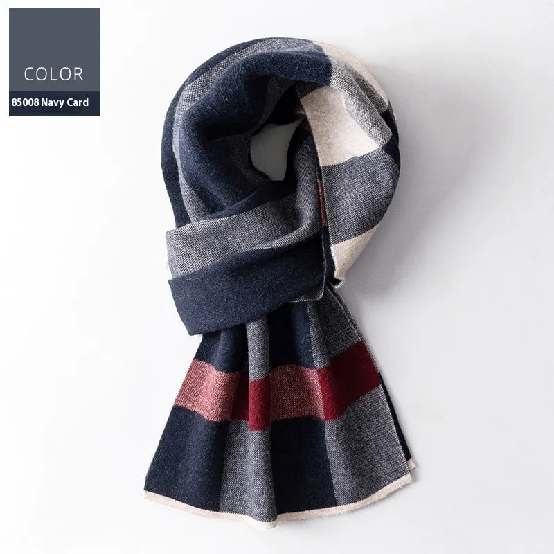 Wool Scarf Men's Winter Plaid Double-sided Scarf