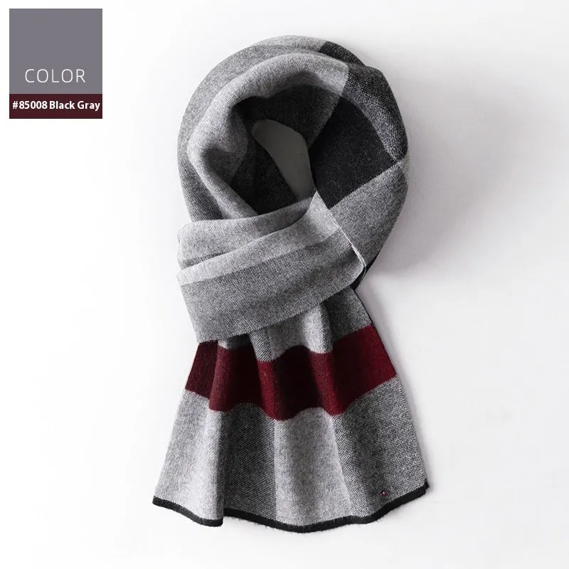 Wool Scarf Men's Winter Plaid Double-sided Scarf